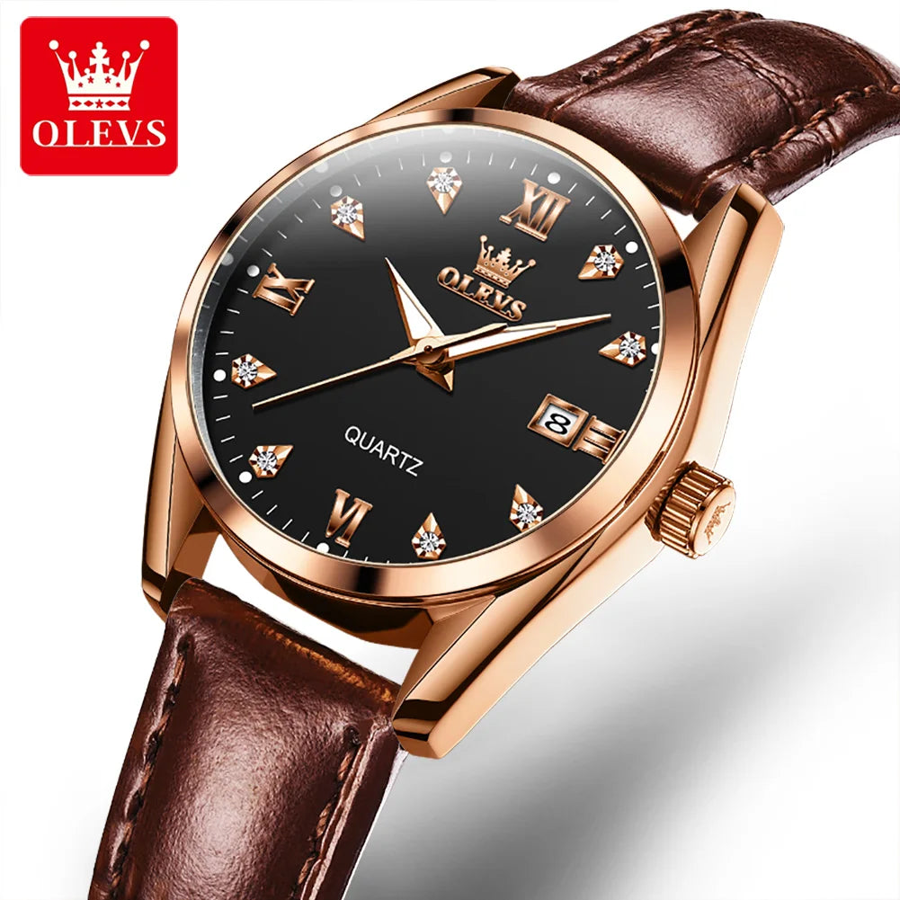 OLEVS 5522 Womens Watch Elegant Luxury Quartz Watch Scale Waterproof Luminous Automatic Date Ladies Belt Watch Gifts Original