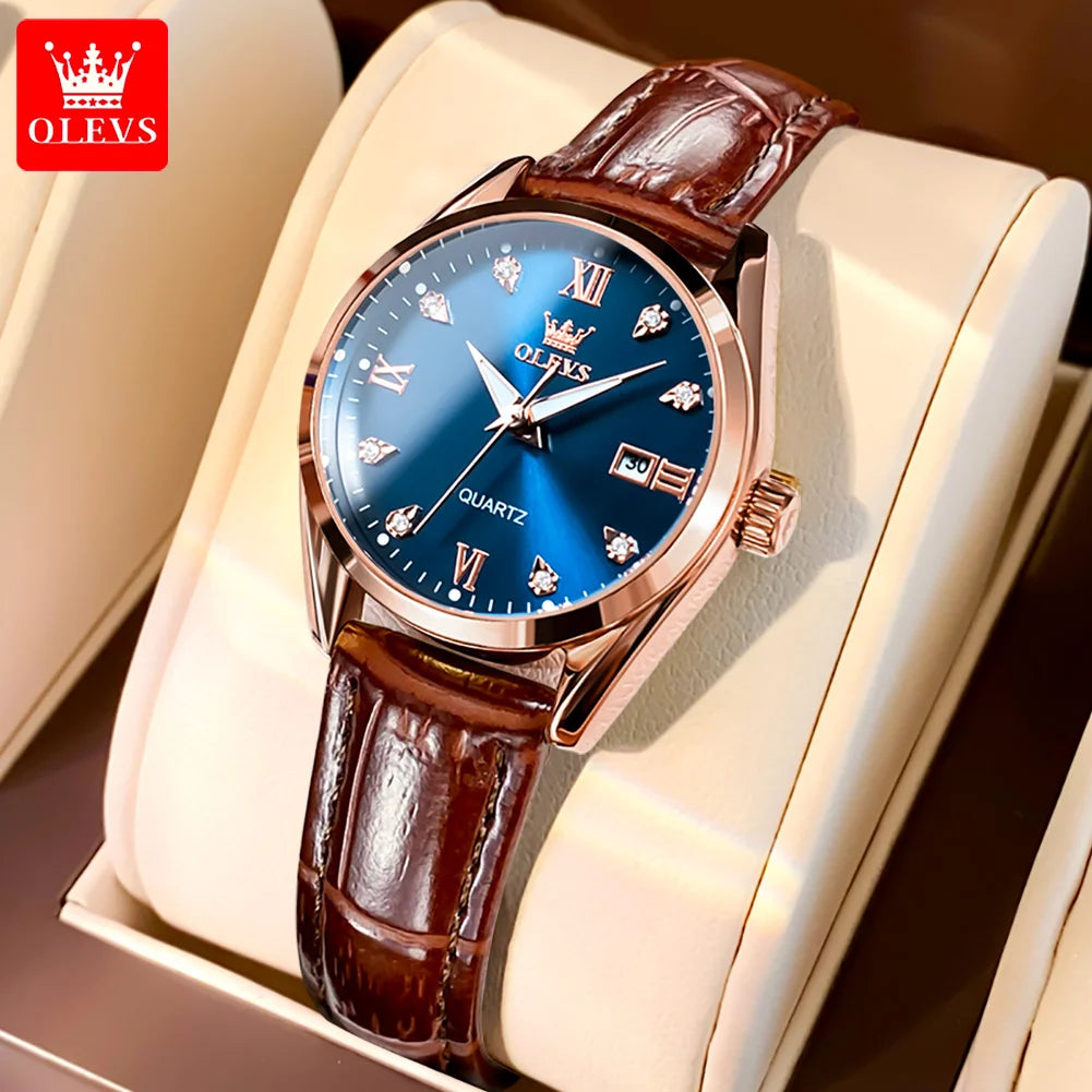 OLEVS 5522 Womens Watch Elegant Luxury Quartz Watch Scale Waterproof Luminous Automatic Date Ladies Belt Watch Gifts Original