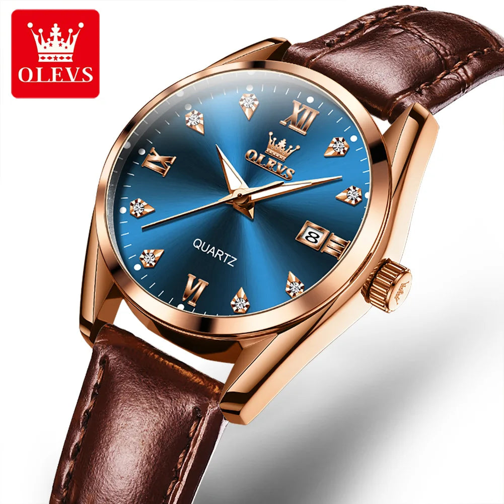 OLEVS 5522 Womens Watch Elegant Luxury Quartz Watch Scale Waterproof Luminous Automatic Date Ladies Belt Watch Gifts Original