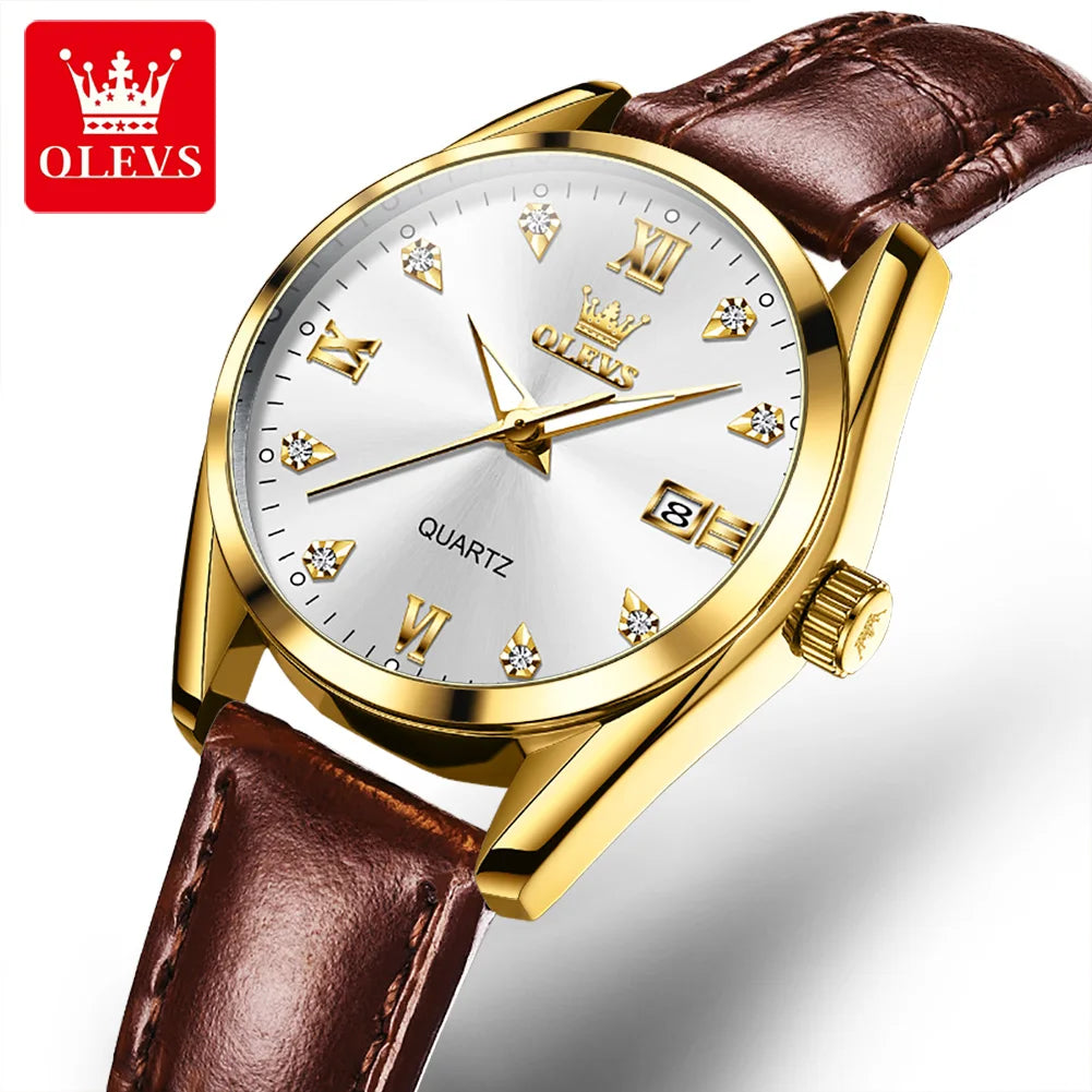 OLEVS 5522 Womens Watch Elegant Luxury Quartz Watch Scale Waterproof Luminous Automatic Date Ladies Belt Watch Gifts Original