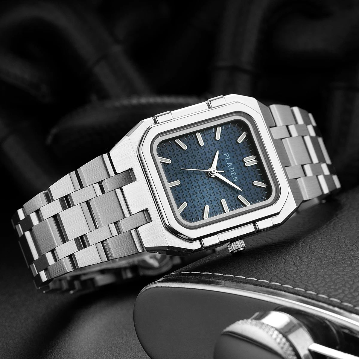 PLADEN NEW Rectangular Business Watches forMen 2025 Fashion Brand Quartz Stainless Steel Band Wristwatch Male Clock For Gift