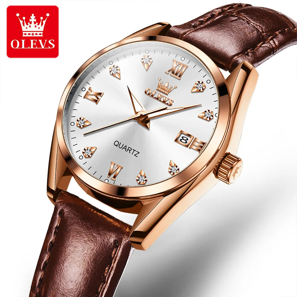 OLEVS 5522 Womens Watch Elegant Luxury Quartz Watch Scale Waterproof Luminous Automatic Date Ladies Belt Watch Gifts Original