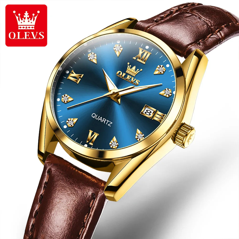 OLEVS 5522 Womens Watch Elegant Luxury Quartz Watch Scale Waterproof Luminous Automatic Date Ladies Belt Watch Gifts Original