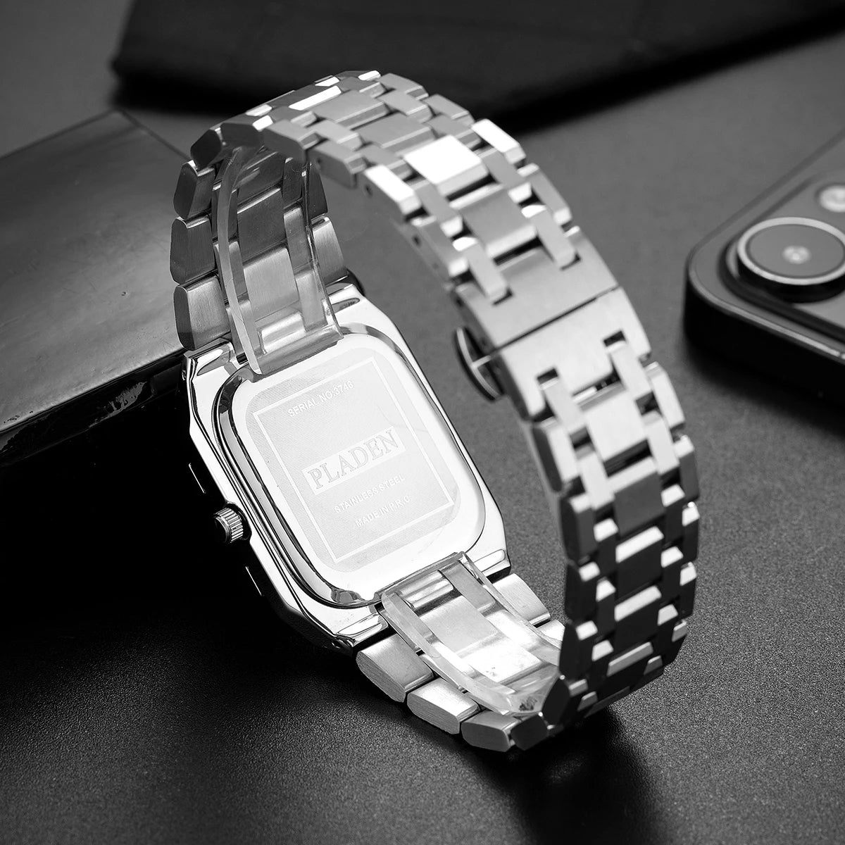PLADEN NEW Rectangular Business Watches forMen 2025 Fashion Brand Quartz Stainless Steel Band Wristwatch Male Clock For Gift