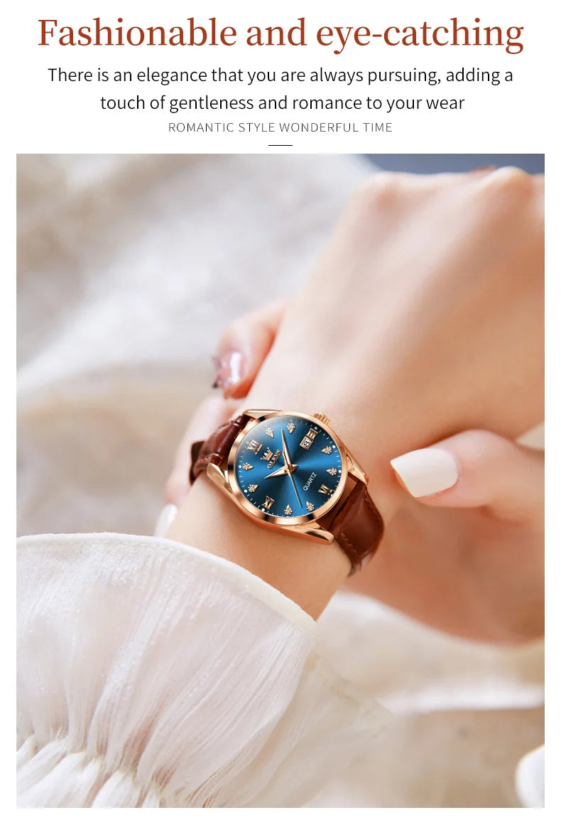OLEVS 5522 Womens Watch Elegant Luxury Quartz Watch Scale Waterproof Luminous Automatic Date Ladies Belt Watch Gifts Original