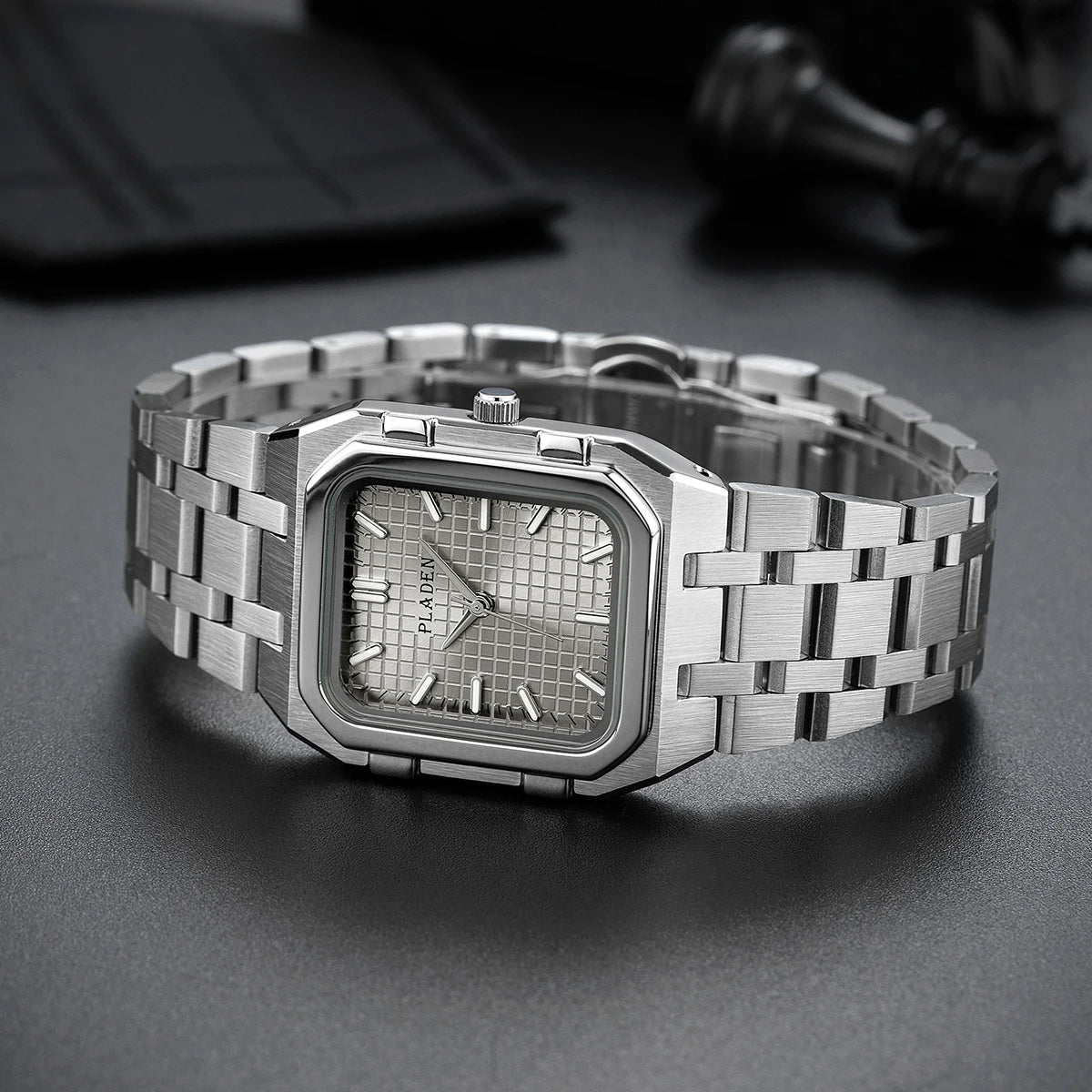 PLADEN NEW Rectangular Business Watches forMen 2025 Fashion Brand Quartz Stainless Steel Band Wristwatch Male Clock For Gift