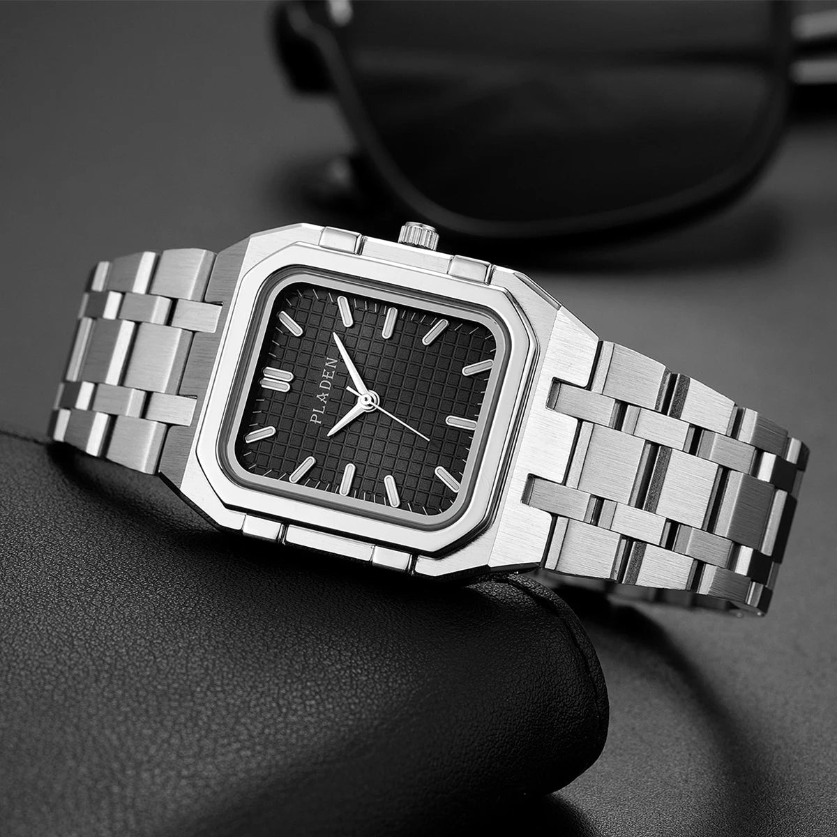 PLADEN NEW Rectangular Business Watches forMen 2025 Fashion Brand Quartz Stainless Steel Band Wristwatch Male Clock For Gift