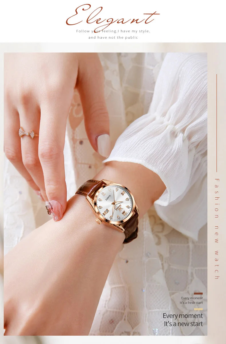 OLEVS 5522 Womens Watch Elegant Luxury Quartz Watch Scale Waterproof Luminous Automatic Date Ladies Belt Watch Gifts Original