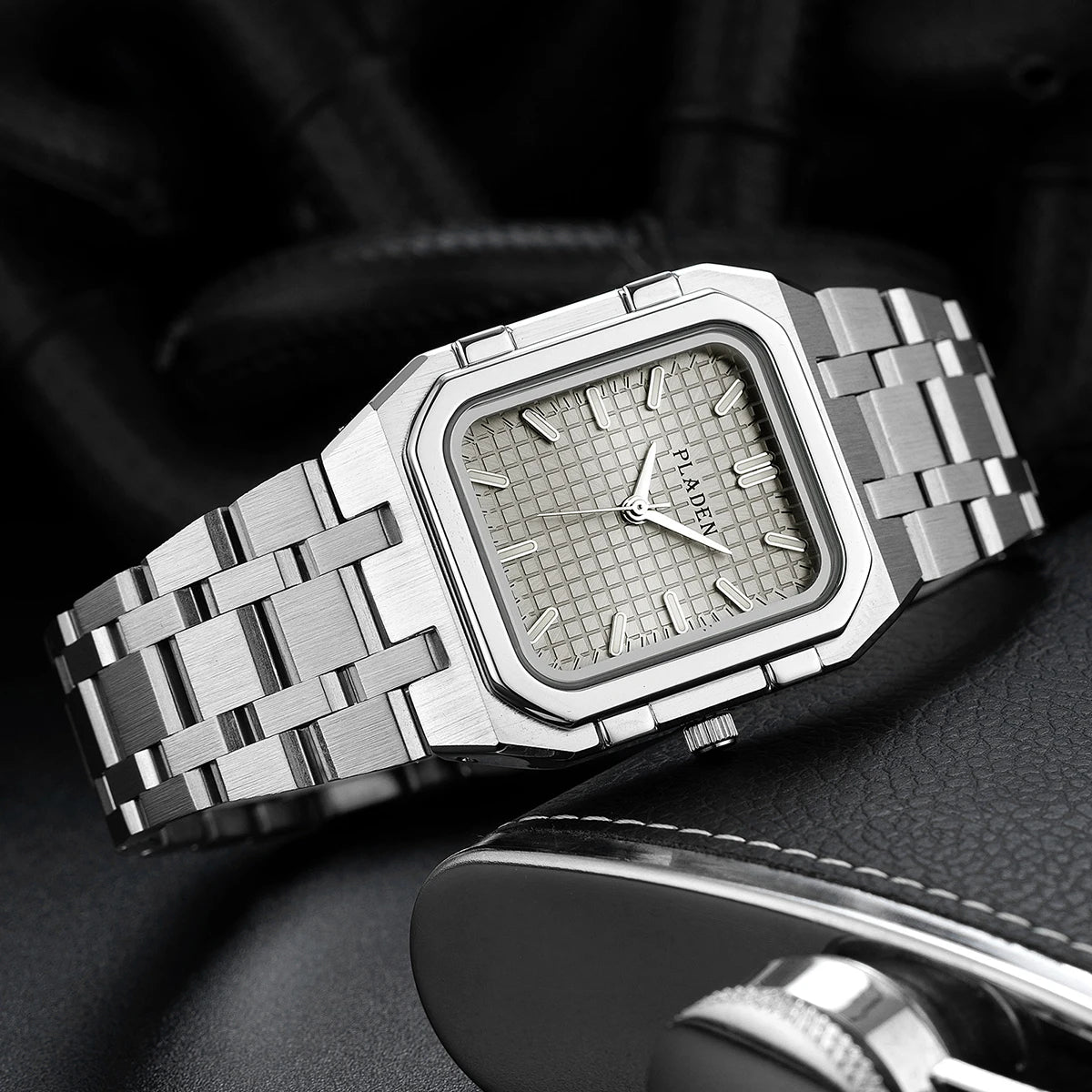 PLADEN NEW Rectangular Business Watches forMen 2025 Fashion Brand Quartz Stainless Steel Band Wristwatch Male Clock For Gift