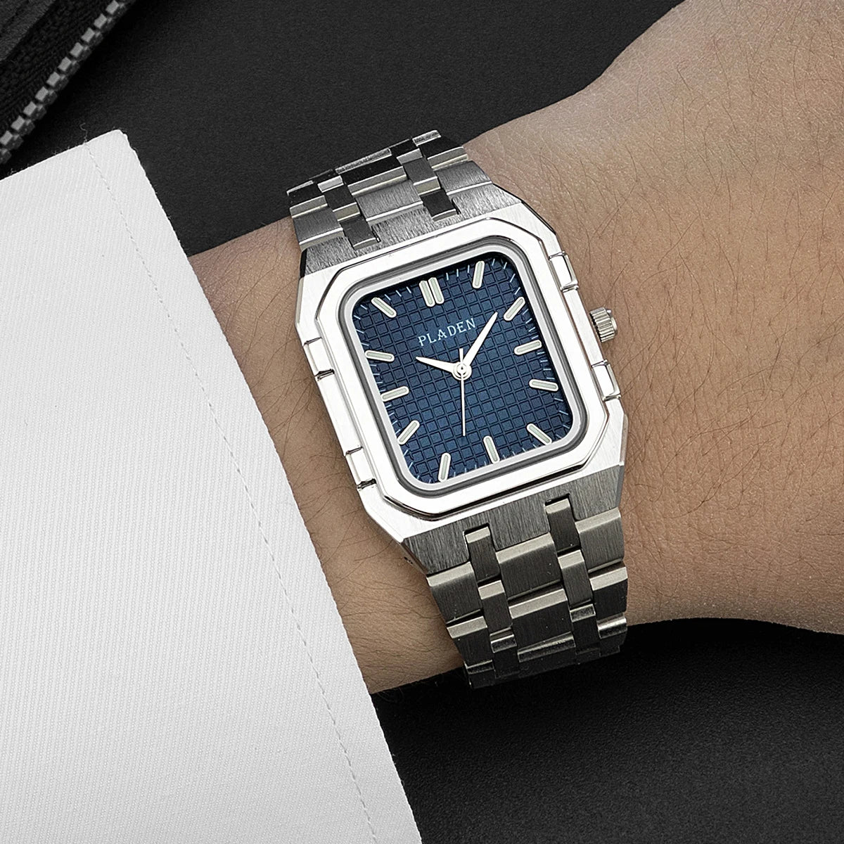PLADEN NEW Rectangular Business Watches forMen 2025 Fashion Brand Quartz Stainless Steel Band Wristwatch Male Clock For Gift