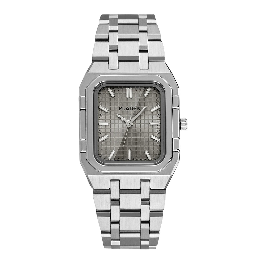 PLADEN NEW Rectangular Business Watches forMen 2025 Fashion Brand Quartz Stainless Steel Band Wristwatch Male Clock For Gift