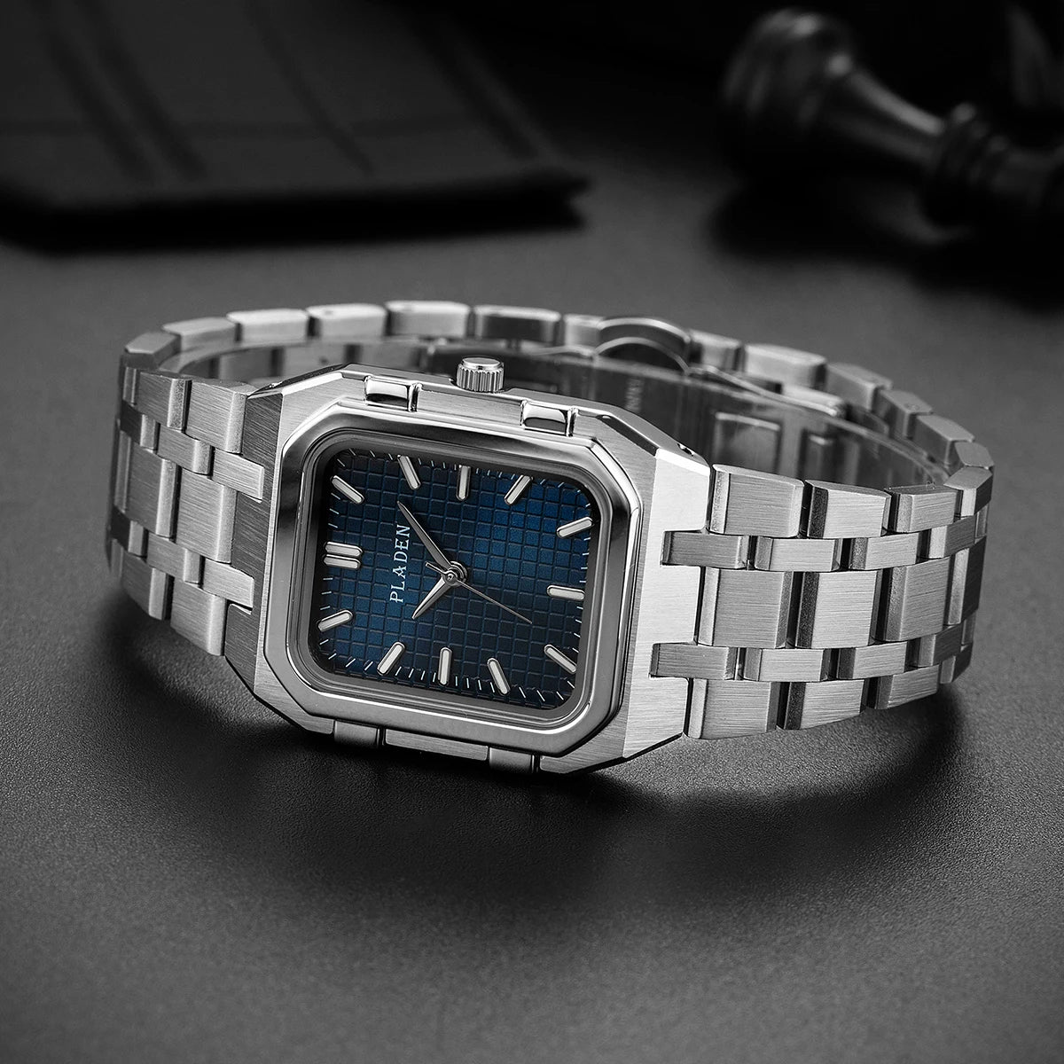 PLADEN NEW Rectangular Business Watches forMen 2025 Fashion Brand Quartz Stainless Steel Band Wristwatch Male Clock For Gift