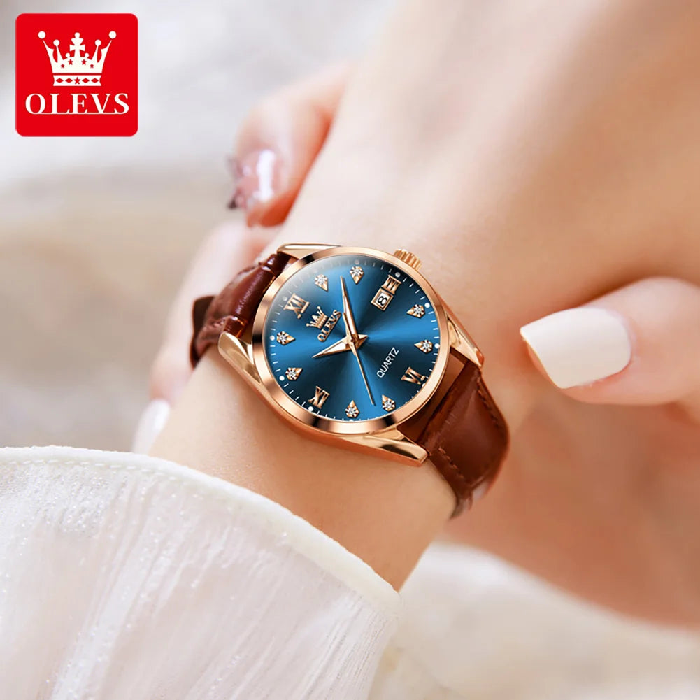 OLEVS 5522 Womens Watch Elegant Luxury Quartz Watch Scale Waterproof Luminous Automatic Date Ladies Belt Watch Gifts Original