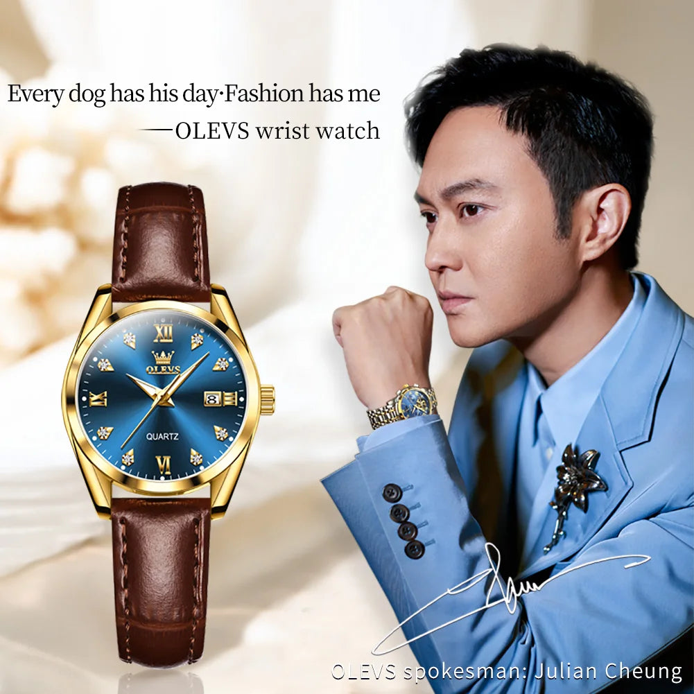 OLEVS 5522 Womens Watch Elegant Luxury Quartz Watch Scale Waterproof Luminous Automatic Date Ladies Belt Watch Gifts Original