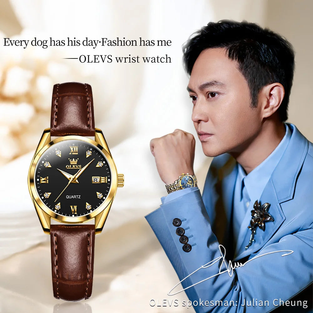 OLEVS 5522 Womens Watch Elegant Luxury Quartz Watch Scale Waterproof Luminous Automatic Date Ladies Belt Watch Gifts Original